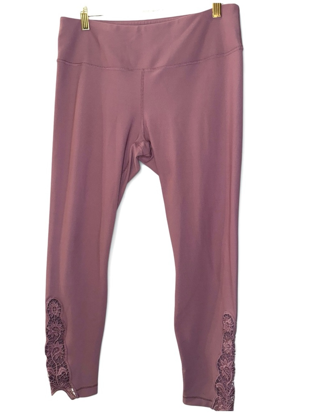 90 Degree By Reflex boho Mauve crochet Lace Hem Leggings
